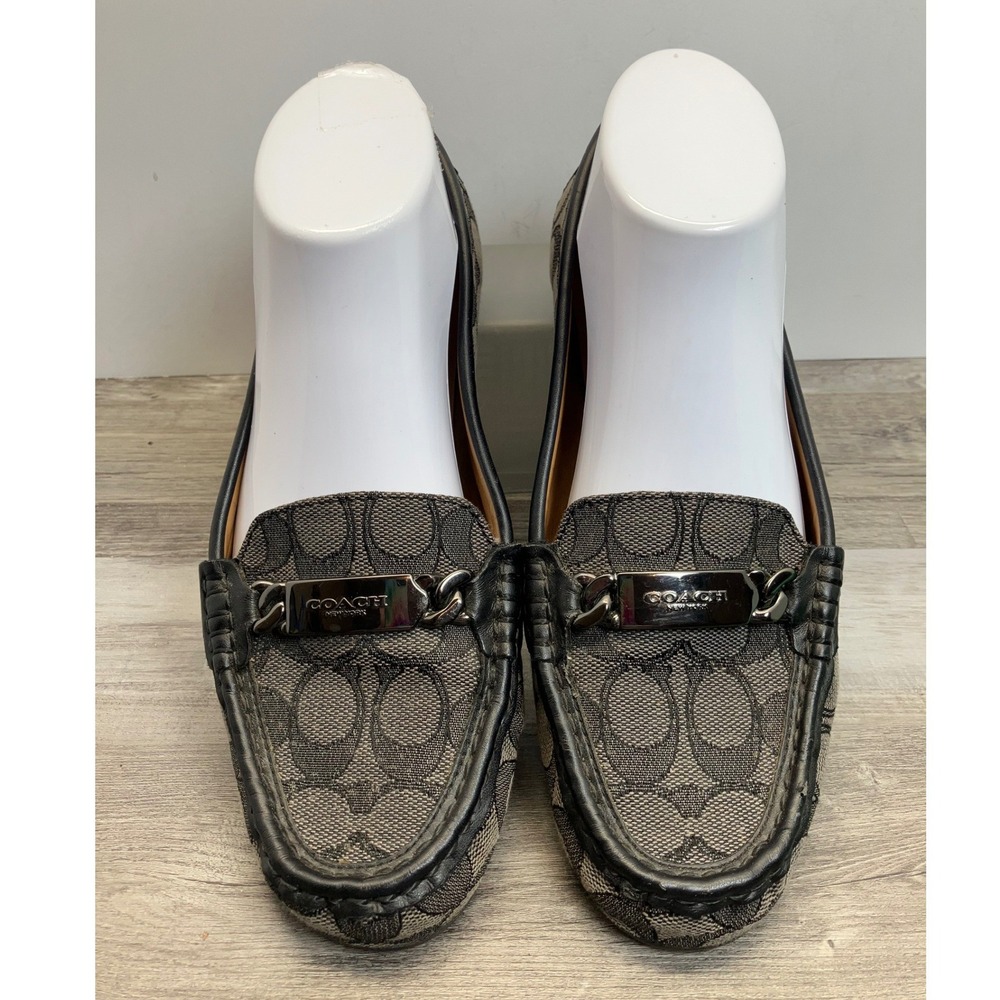 Coach Olive Signature Monogram Driving Loafers Black Charcoal US 8.5B A01918 - Picture 3 of 7